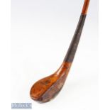 R Forgan POWF light stained beech wood brassie measuring 42.5" in length, bow in shaft, replaced