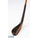 Fine early McEwan longnose scare head dark stained beech wood long spoon golf club c1875 - head