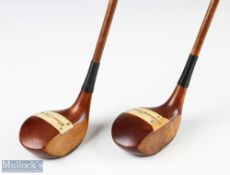 Fine Matching Pair of 'Gibsons of Kinghorn' large headed playable fairway woods - brassie stamped