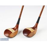 Fine Matching Pair of 'Gibsons of Kinghorn' large headed playable fairway woods - brassie stamped