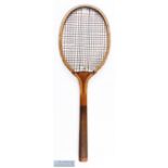 c1905 William Sykes Ltd Horbury & London Wooden tennis racket, 13 1/2oz in weight, with shoulder