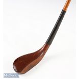 c1890 Robert Forgan late long nose scare neck putter in brown stained persimmon with makers mark