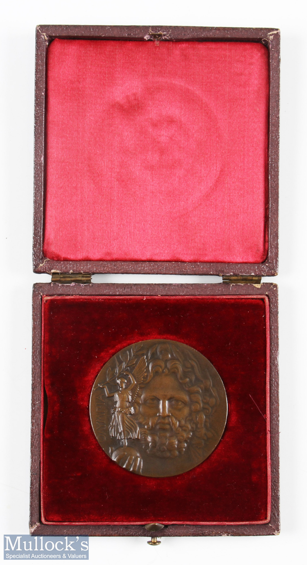 Rare 1896 Athens Olympic Second Place Bronze Medal designed by J C Chaplain (1839-1909), with name - Bild 5 aus 6