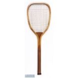 c1880 An Early Flat Top London Tennis Racket with a very Square Head, possibly made by F H Ayres