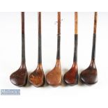 5x Various Golf woods - features Gibson of Kinghorn star mark scare neck, M Young Prestwick scare