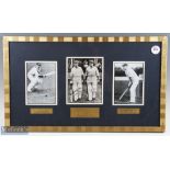 Sir Donald Bradman (1908-2001) Autographed Cricket Display with signature to central print, plus two