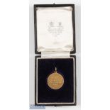 1912 Open Golf Championship yellow metal Fob Medal - inscribed 'E Ray, Open Golf Champion, 1912'