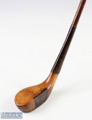 Good Tom Morris St Andrews golden beech wood bulger driver c1890 - with central leather face insert,