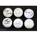 Collection of Major/Tour Golf Winners signed golf balls (6) to include 7 signatures Vijay Singh,
