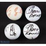 Collection of Major/Tour Golf Winners signed golf balls (4) to include Ernie Els, Vijay Singh, and