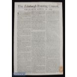 1759 - St Andrews Golfing Announcement in The Edinburgh Evening Courant newspaper Thursday 19