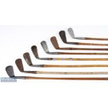 8x Various golf irons - features Wm Wallace mid-iron, M Houston Irvine iron, maxwell star mark