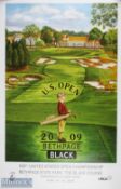 2009 US Open Bethpage Black Poster, signed by artist Elaine Thompson by Lucas Glover lose ready to