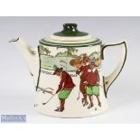 Antique Royal Doulton Series Ware Charles Crombie Teapot of tapered form with shaped handle with