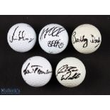 Collection of British Tour Golf Winners signed golf balls (5) to include Andrew 'Beef' Johnston, Sam