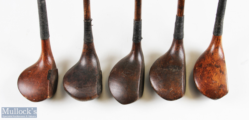 5x Various Golf woods - features D Sinclair brassie, unnamed brassie with face insert, G Bowser - Bild 2 aus 2