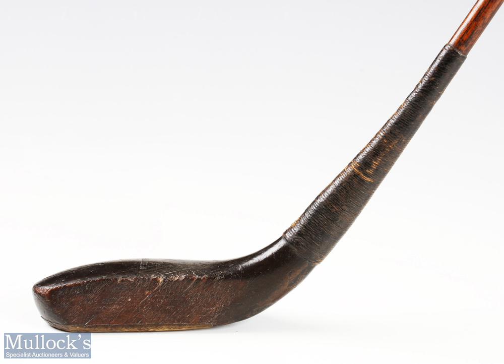 Ry (Ramsey) Hunter Royal St Georges dark stained longnose beech wood play club c1888 - head 5" x 1. - Image 2 of 3