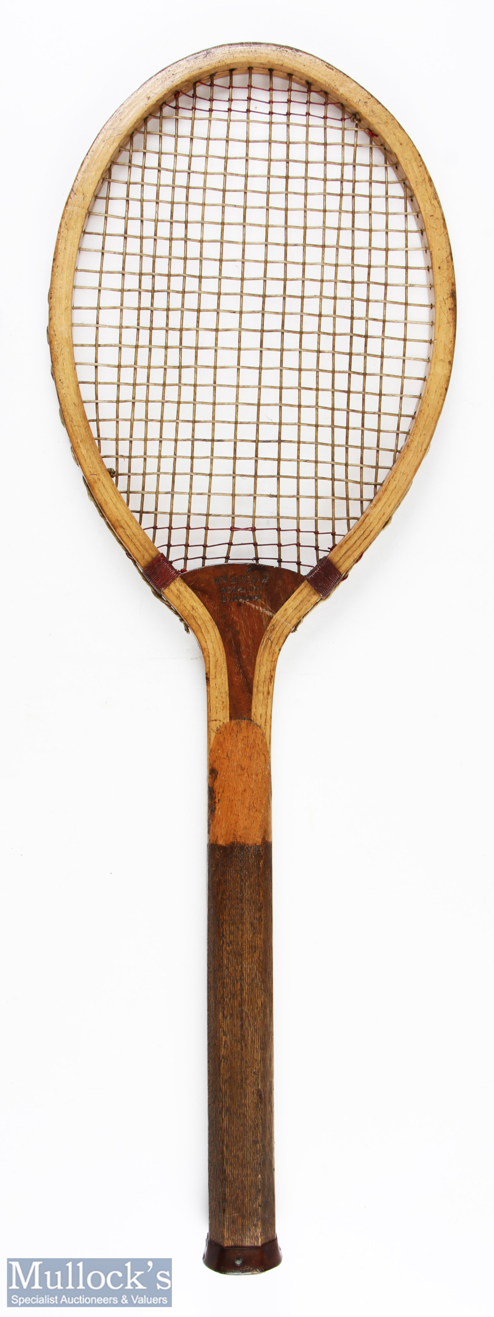 c1905 William Sykes Ltd Horbury & London Unique Wooden tennis racket, 14oz in weight, with