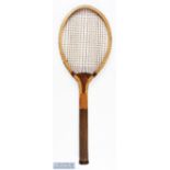 c1905 William Sykes Ltd Horbury & London Unique Wooden tennis racket, 14oz in weight, with