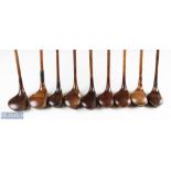 9x Various Golf woods - features R Forgan driver, GL Howey, St Andrew Golf Co special, J Crowley