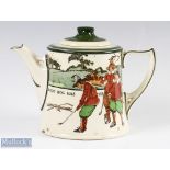 Antique Royal Doulton Series Ware Charles Crombie Teapot of tapered form with shaped handle with