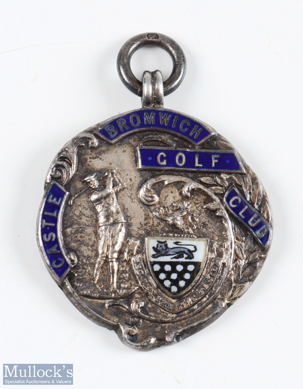 1922 Castle Bromwich Golf Club Silver and enamel medal the obverse featuring a period golfer and the