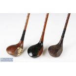 3x Various Golf woods - featuring Cann & Taylor JH Taylor autograph with face insert and full