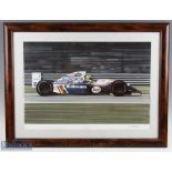 1990s F1 Formula 1 Ayrton Senna Williams by Roy Goldsbrough limited edition Print, signed by the