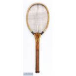 c1910 Jacques & Sons "Realm" Wooden Tennis Racket 13 1/2oz in weight, with shoulder wrapping, good