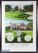2006 US Open Winged Foot Poster, signed by artist Elaine Thompson with a dedication to Michael,