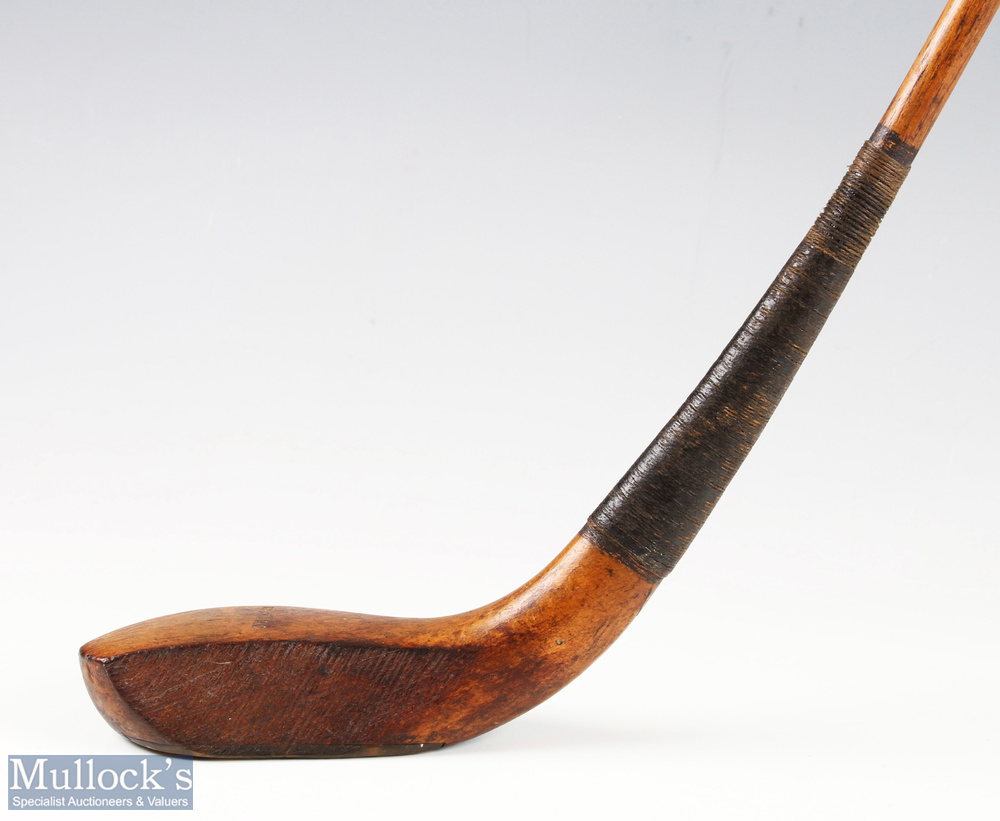 C. Gibson Westward Ho! light stained fruitwood longnose short spoon c1885 - curved face, head - Image 2 of 3
