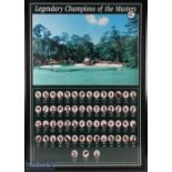 1934-1995 legendary Champions of the Masters, framed poster from 1934 Harran Smith to 1995 Ben