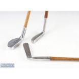 3x Various alloy putters featuring Ray Mills by Golf Classics mallet head putter, a Spalding Angus