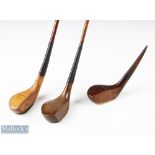 3x Scottish Club makers scare head woods - to include Ben Sayers golden beech wood spoon, with