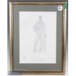 2002 Mike Roseberry Middlesex Durham & England A Cricket, signed by the artist and Mike Rosebury ltd