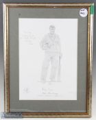 2002 Mike Roseberry Middlesex Durham & England A Cricket, signed by the artist and Mike Rosebury ltd