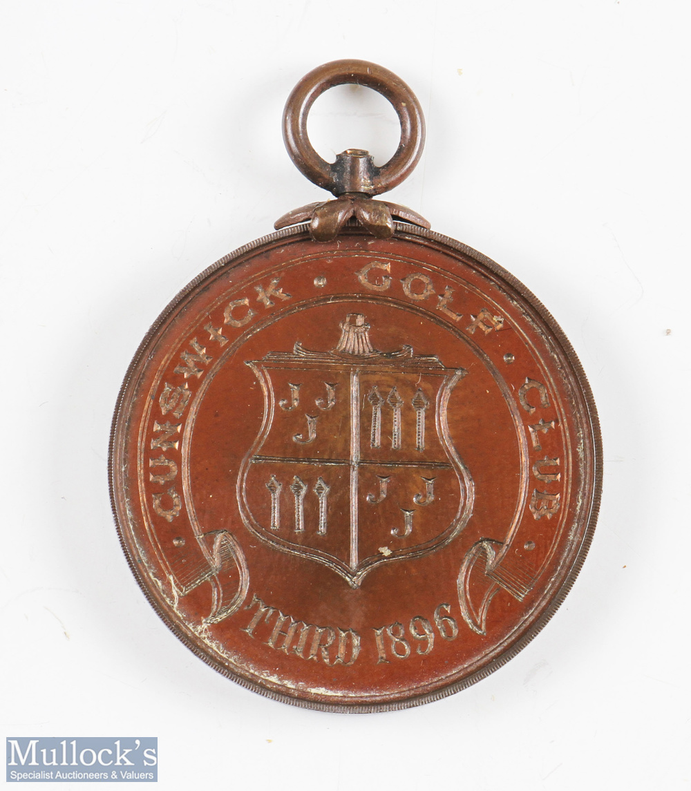 1896 Rare Cunswick Golf Club Kendal (Est 1896-1907) bronze 3rd Place Medal - the obverse engraved - Image 3 of 3