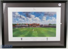 The Home of Legends Autographed Cricket Print signed by Gary Sobers and artist Jack Russell,