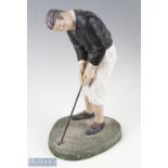 Austin Productions 'On the Green' large Golfer Sculpture hand signed by T DeGroot (1983) - 36cm tall