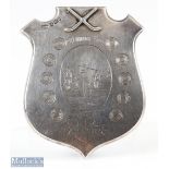 1903 Mappin and Webb London Heavy Silver and Mounted Golfing Shield - decorated with an engraved