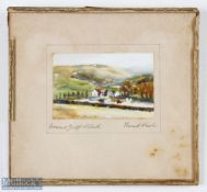 Frank Nash (British) "Downs Golf Club" miniature watercolour signed in pencil to the border-image 2"