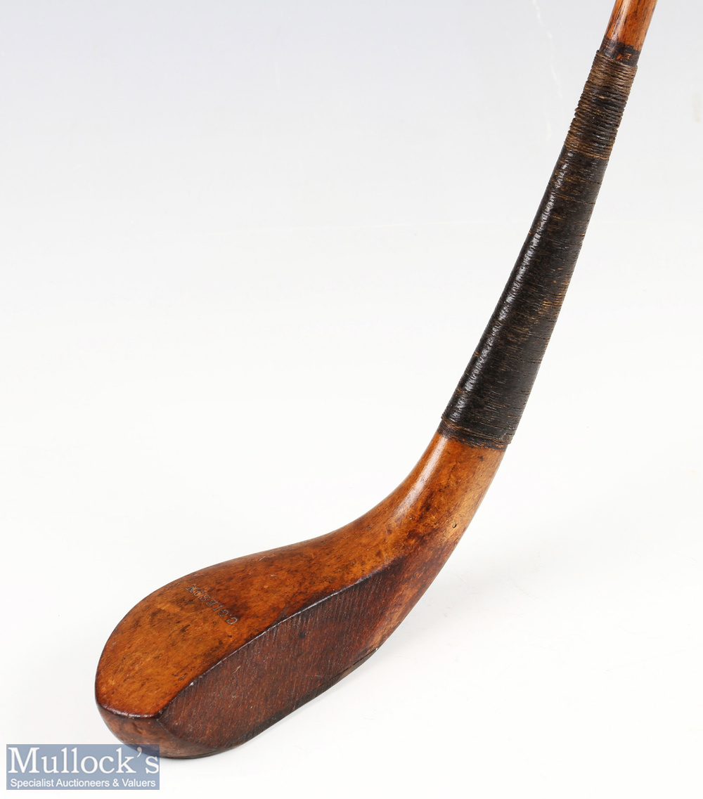 C. Gibson Westward Ho! light stained fruitwood longnose short spoon c1885 - curved face, head