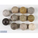 11 various rubber core used square mesh and dimple golf balls to include Dunlop Square mesh,