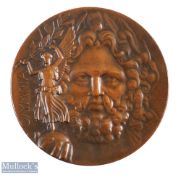 Rare 1896 Athens Olympic Second Place Bronze Medal designed by J C Chaplain (1839-1909), with name