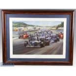 1995 F1 Formula 1 David Coulthard and Alan Fearnley Signed Print Triple Achievement, Coulthard