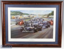 1995 F1 Formula 1 David Coulthard and Alan Fearnley Signed Print Triple Achievement, Coulthard