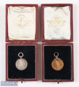 2x Early Westgate-on-Sea Golf Club (Est 1893) silver and bronze golf medals - small matching