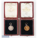 2x Early Westgate-on-Sea Golf Club (Est 1893) silver and bronze golf medals - small matching