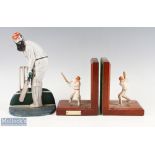 W G Grace Cast Iron Doorstop, 25cm tall made Midwest Importers, plus a pair of Marylebone CC