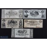 19th century USA Bank Notes (5) - Civil War and later bank notes including unissued Canal Bank,